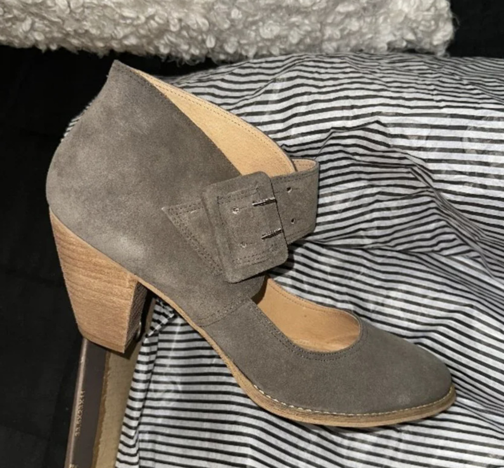 Corso Como Taupe Suede Mary Jane Block Heel